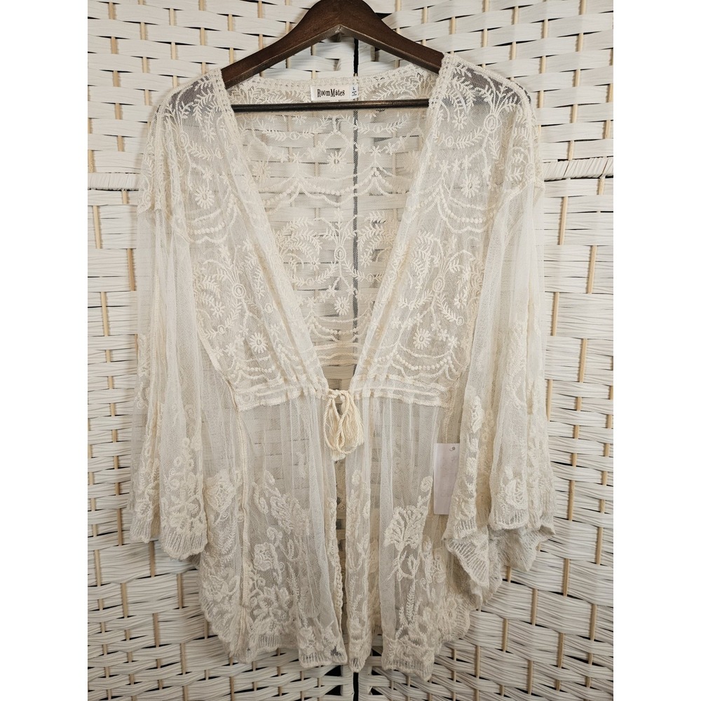 Room Mates Large Ivory Lace Large Kimono Boho Romantic Fairy NWT
